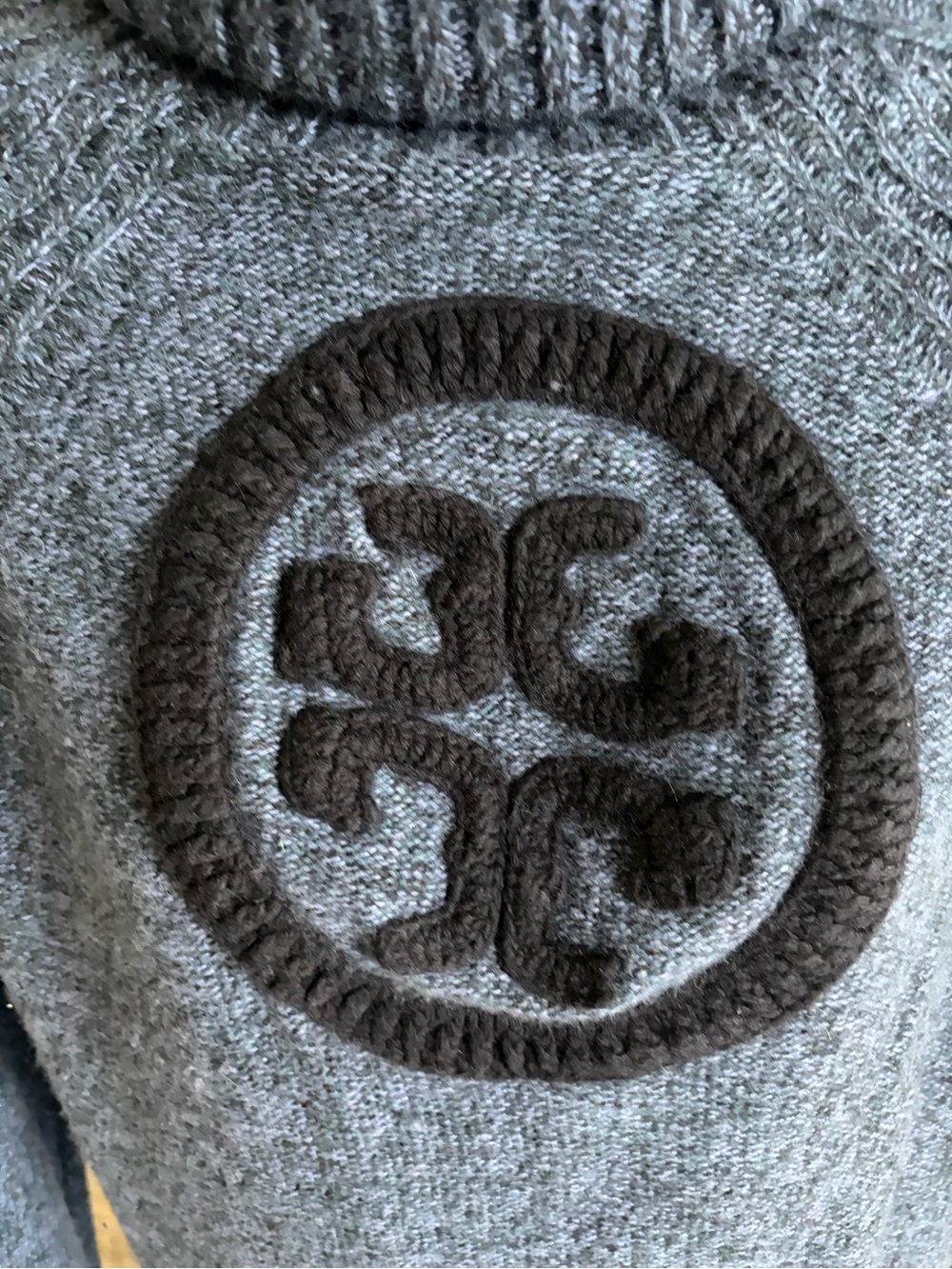 Tory Burch Slate Blue Turtleneck Sweater with Logo M - Picture 5 of 17